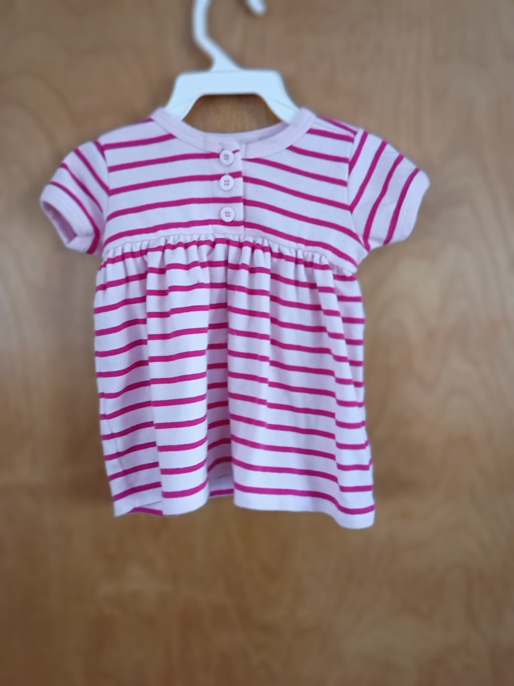 Hanna Andersson Pink & White Striped Short Sleeve Knit Dress